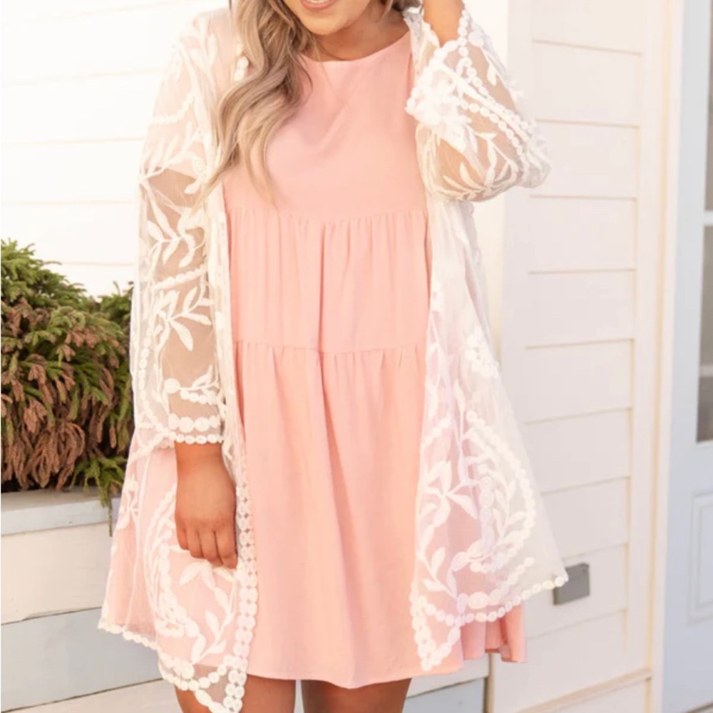 Chic Soul Sweet Skyline Kimono, White 1x/2x